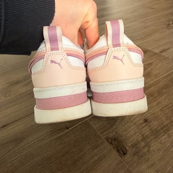 Puma Women's White and Pink Mayze Sneakers - Picture 4 of 6
